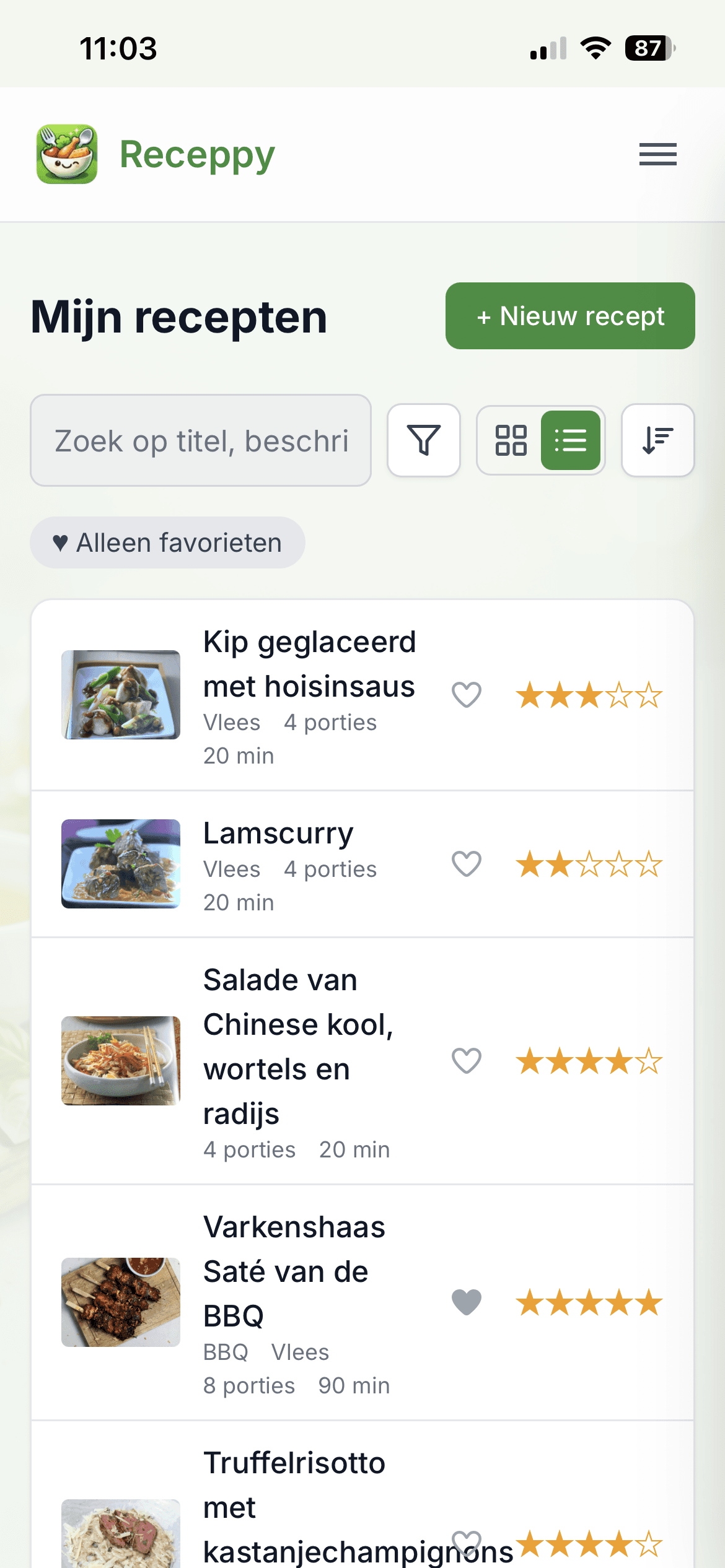 Receppy app – screenshot 1